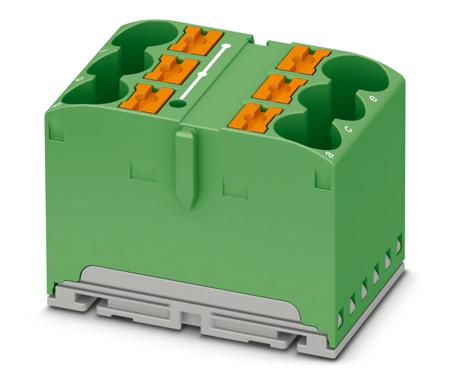 1082391 Phoenix Contact Distribution Block, 6 Way, 57A, 450 V, Green