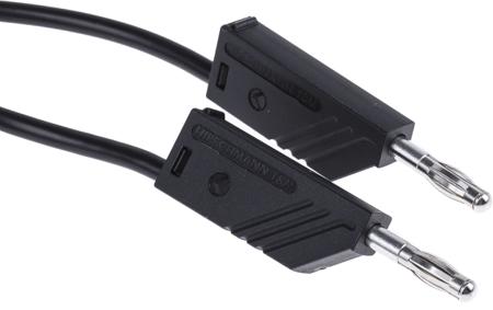 934061100 Hirschmann Test & Measurement 4 mm Test lead, 32A, 60V dc, Black, 50cm Lead Length