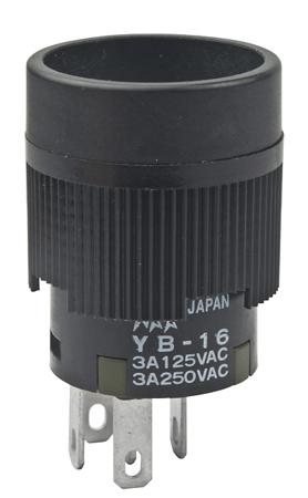 YB16CKW01 NKK Switches Push Button Switch, On-On, Panel Mount, 15mm Cutout, SPDT, IP65