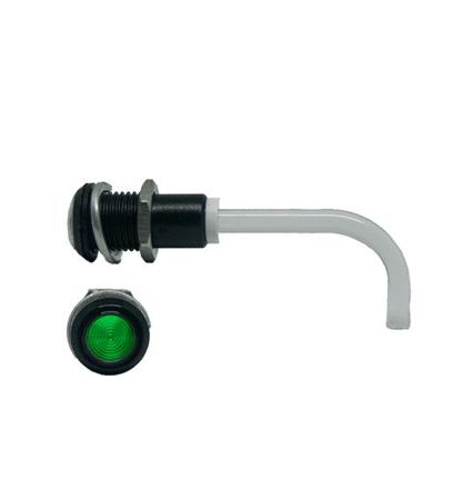 RHD-1100-2500-F9PZG67PR  Bivar, Panel Mount Right Angle LED Light Pipe, Green Round Lens