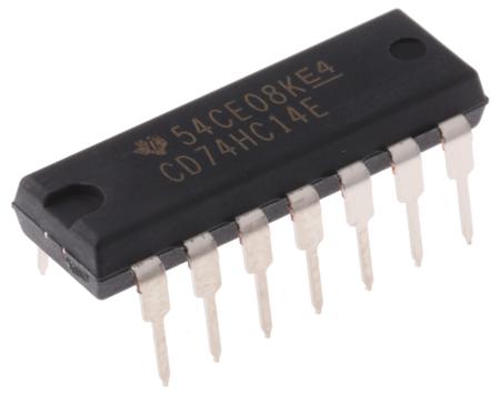 CD74HC14E Texas Instruments  Hex Schmitt Trigger Inverter, 14-Pin PDIP