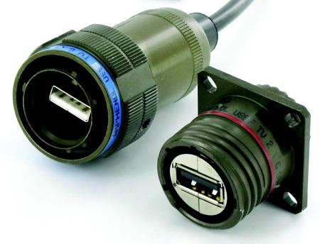 USBFTV7PE1G Amphenol Socapex Straight, Jam Nut, Socket Type A 2.0 IP68 USB Connector