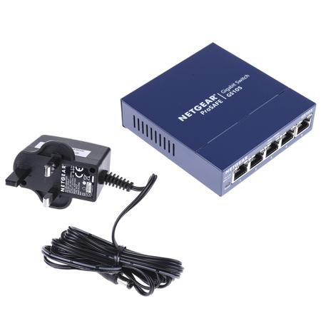 GS105UK Netgear ProSAFE GS105, Unmanaged 5 Port Ethernet Switch, Type G - British 3-Pin
