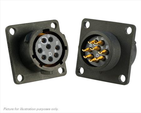 UTS012E8S Souriau Sunbank by Eaton, UTS 8 Way Flange Mount MIL Spec Circular Connector Receptacle, Socket Contacts,Shell Size 12,