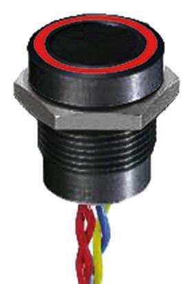 PBAR91F2000W2A Illuminated Flying Lead Piezo Switch, , IP68, 200 mA @ 24 V dc, -40 → +75°C