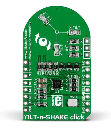 MIKROE-1853 MikroElektronika TILTnSHAKE Click Accelerometer Sensor MikroBus Click Board for MMA8491Q