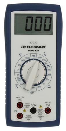 BK2703C BK Precision  Handheld Digital Multimeter, 10A dc Max, 750V ac Max - UKAS Calibrated