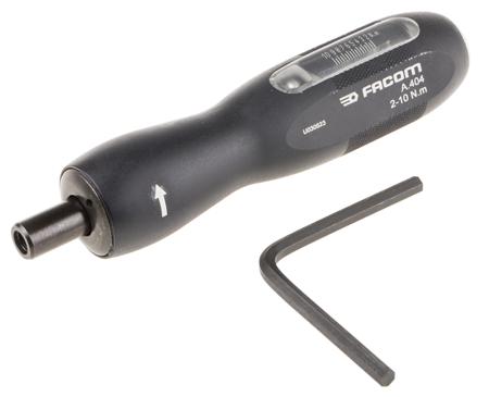 A.404 Facom Adjustable Hex Torque Screwdriver, 2 → 10Nm, 1/4'' Drive, ±6 % Accuracy