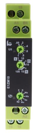 E1ZM10 24-240V AC/DC Tele E1ZM10 Series DIN Rail Mount Timer Relay, 24 → 240V ac/dc, 1-Contact, 0.05 s → 100h, SPDT