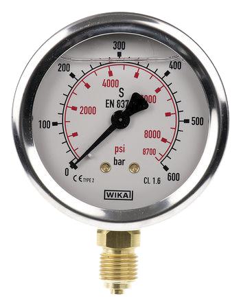 9626977 WIKA  Analogue Positive Pressure Gauge Bottom Entry 600bar, Connection Size G 1/4