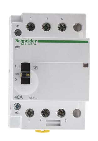 A9C21843 Schneider Electric Acti 9 iCT Contactor, 3NO, 40 A, 2.1 W, 220 → 240 V ac Coil