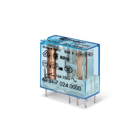 406170244301 Finder PCB Mount Power Relay, 24V dc Coil, 16A Switching Current, SPDT