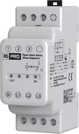 558-897 RS PRO Phase, Voltage Monitoring Relay, Three Phase, CO, DIN Rail