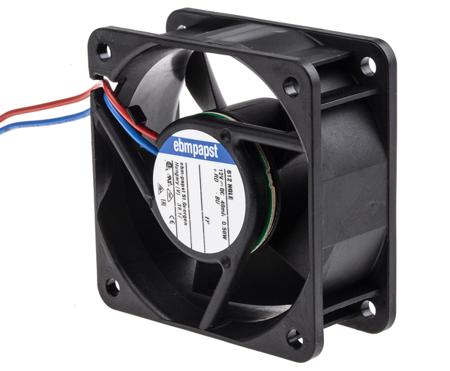 612NGLE ebm-papst 600 N Series Axial Fan, 12 V dc, DC Operation, 21m³/h, 600mW, 60 x 60 x 25mm