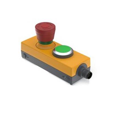 1.22.114.212/0500 RAFI E-BOX M12 Series Latching Emergency Stop Push Button, Screw Mount, 40mm Cutout, 2NC + 1, IP65