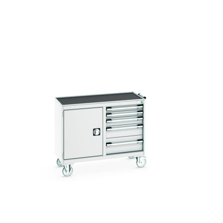 41006009-16V Bott 1 Door, 5 Drawer Sheet Steel Floor Standing Cupboard, 1050 X 525 X 885mm