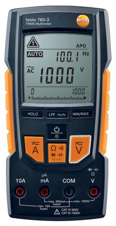 0590 7603 Testo 760-3 Handheld Digital Multimeter, True RMS, 10A ac Max, 10A dc Max, 1000V ac Max - RS Calibrated