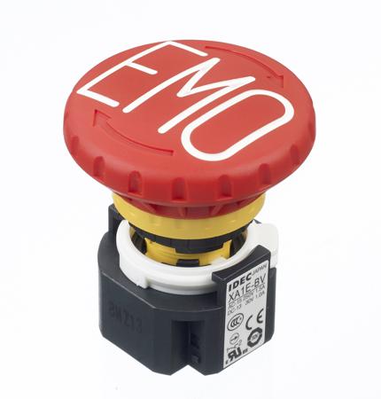 XA1E-BV413RH-EMO Idec XA Series Twist Release Emergency Stop Push Button, Panel Mount, 16mm Cutout, 3NC + 1NO, IP65