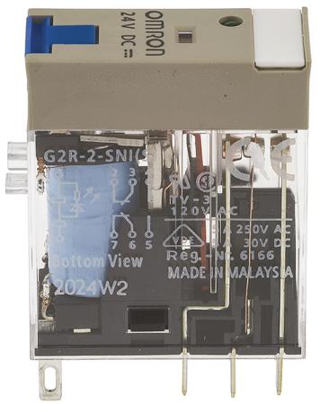 G2R-2-SNI-24VDC--S- Omron Plug In Power Relay, 24V dc Coil, 5A Switching Current, DPDT