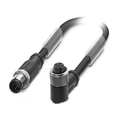 1500965 Phoenix Contact Male 4 way Straight Plug M12 to Female 4 way Angled Socket M12 Sensor Actuator Cable, 300 mm