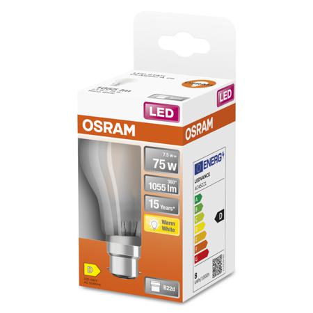 4058075592735 LEDVANCE 40580 B22d LED Bulbs 7.5 W(75W), 2700K, Warm White, Classic Bulb shape