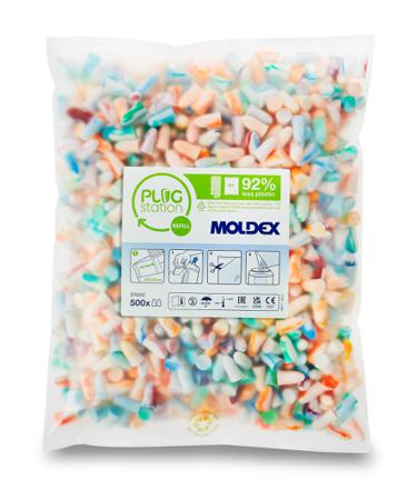 786001 Moldex Spark Plugs® Refill Pack Series Multi Colour Disposable Uncorded Ear Plugs, 35dB Rated, 500 Pairs
