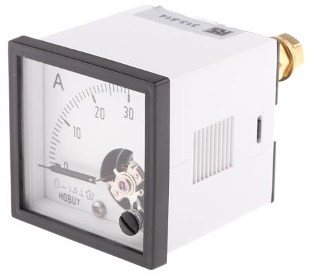 D481MCS75MV/4-001 0/30A HOBUT D48MC Analogue Panel Ammeter 0/30A For Shunt 75mV DC, 48mm x 48mm Moving Coil