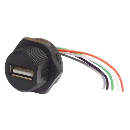 WPUSBAF L-Com Straight, Panel Mount, Plug- Single Port Type Type A IP67 USB Connector