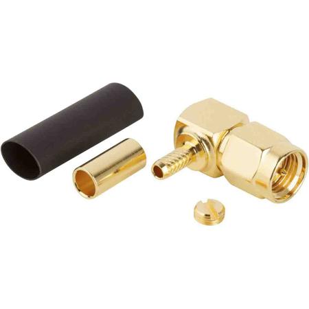 132182 Amphenol RF SMA Series, Plug Cable Mount SMA Connector, 50Ω, Solder Termination, Right Angle Body