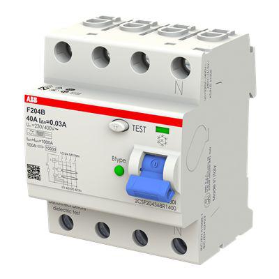 2CSF204568R1400 ABB F200 RCCB, 40A, 4 Pole, 30mA, Type B, 230/400V