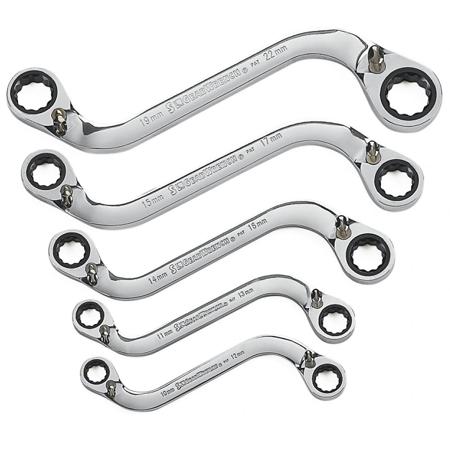 537-5911 RS PRO 5-Piece Spanner Set, 10 x 12 → 19 x 22 mm, Chrome Vanadium Steel
