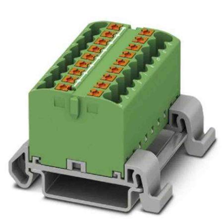 3273184 Phoenix Contact Distribution Block, 18 Way, 4mm², 24A, 690 V, Green