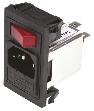 BZV01/A0620/02 Bulgin 6A, 250 V ac Male Snap-In IEC Filter  1 Fuse