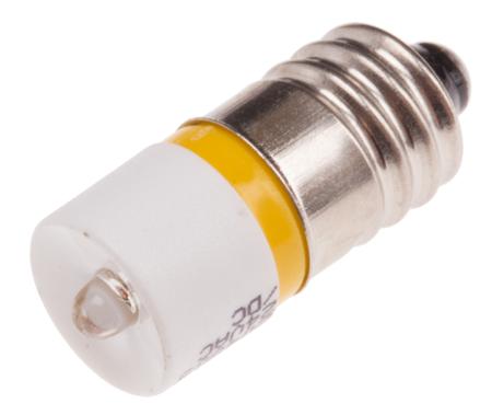 204-805 RS PRO Yellow LED Indicator Lamp, 24V ac/dc, E10 Base, 10mm Diameter, 630mcd