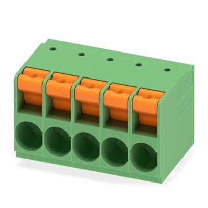 1017534 Phoenix Contact TDPT Series PCB Terminal Block, 5-Contact, 10.16mm Pitch, Wave Soldering, 1-Row, Push In Spring