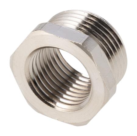 623-928 RS Pro Thread Converter Cable Conduit Fitting, Brass Nickel Plated 13mm nominal size PG13-M16