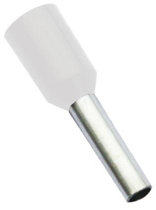 458-689A RS PRO Insulated Crimp Bootlace Ferrule, 8mm Pin Length, 1.3mm Pin Diameter, 0.5mm² Wire Size, White