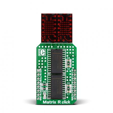 MIKROE-2245 MikroElektronika , Matrix R Click LED Matrix Sensor Add-On Board for MAX7219 for 7x5 dot matrix text display