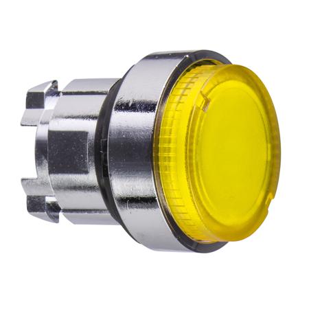 ZB4BW183 Schneider Electric Harmony XB4 Series Yellow Illuminated Spring Return Push Button Head, 22mm Cutout, IP66, IP69