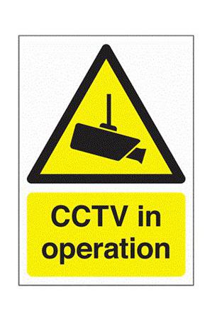 146-438 RS PRO Black, White, Yellow Polypropylene CCTV Sign, CCTV in Operation, English, Ideal to Warning the Public that CCTV