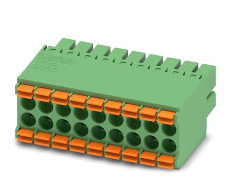 1790179 Phoenix Contact, 3.5mm Pitch, DFMC 1.5/ 9-ST-3.5, 18 Way, Pluggable Terminal Block, Plug, Cable Mount, Spring Cage