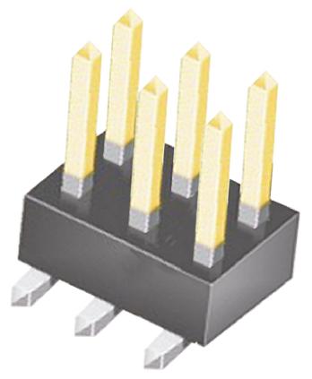 TSM-103-02-L-DV Samtec TSM Series Straight Surface Pin Header, 6 Contact(s), 2.54 mm Pitch, 2 Row, Unshrouded