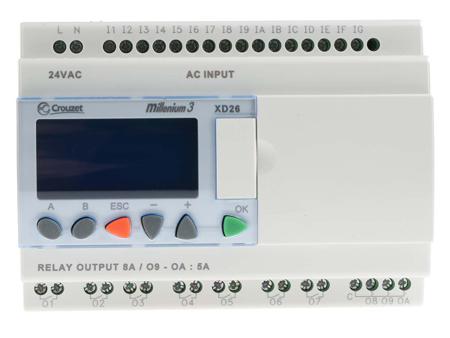 88974164 Crouzet Millenium 3 Series Logic Module, 24 V ac Supply, Relay Output, 16-Input, Digital Input