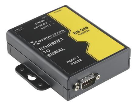ES-246 Brainboxes Serial Device Server, 1 Ethernet Port, 1 Serial Port, RS232 Interface, 1Mbit/s Baud Rate