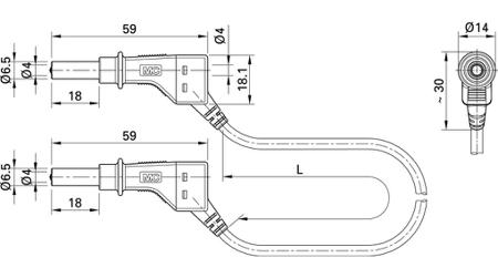 66-9408-10022 Staubli Test lead, 32A, 600V ac/dc, Red, 1m Lead Length