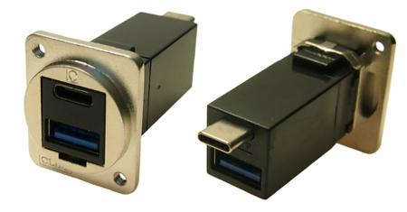 588-797 Straight, Panel Mount, Socket- Dual Port Type USB USB3.0 A-A USB Connector