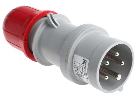 213-1637RV Scame IP44 Red Cable Mount 3P+N+E Industrial Power Connector Adapter Plug, Rated At 16.0A, 415.0 V,With Phase Inverter
