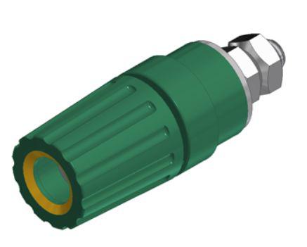 931714188 Hirschmann Test & Measurement 35A, Green, Yellow Binding Post With Brass Contacts and Nickel Plated - 14mm Hole Diameter