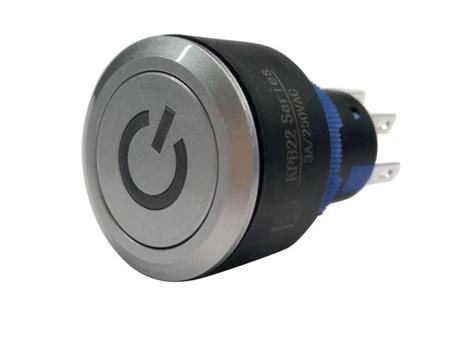 175-9039 2NO/2NC Lock Push Button Switch, IP65, 22.2 Dia.mm, Panel Mount Yellow LED, Power Symbol, 250V ac