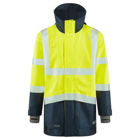 A04-Y-NV-LEO-L Leo Workwear CLOVELLY Yellow/Navy Unisex Hi Vis Jacket, L